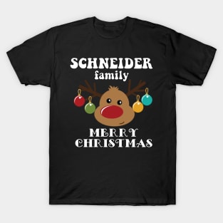 Family Christmas - Merry Christmas SCHNEIDER family, Family Christmas Reindeer T-shirt, Pjama T-shirt T-Shirt